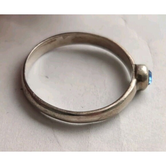 925 STERLING SILVER BOMA BLUE CRYSTAL Stacking RING SIZE 8 FINE SIGNED - Picture 5 of 6